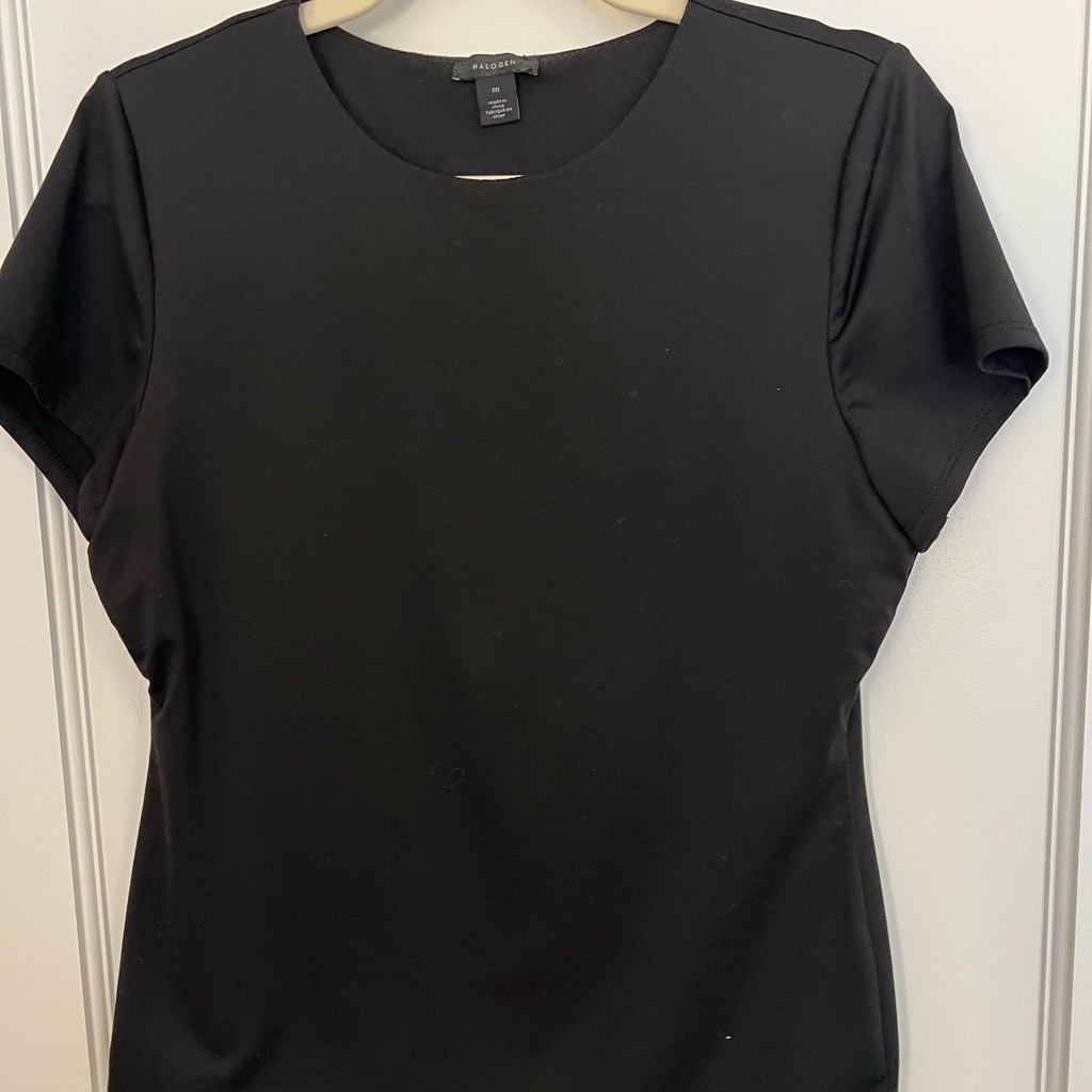 Halogen Black Short Sleeve Crewneck Top